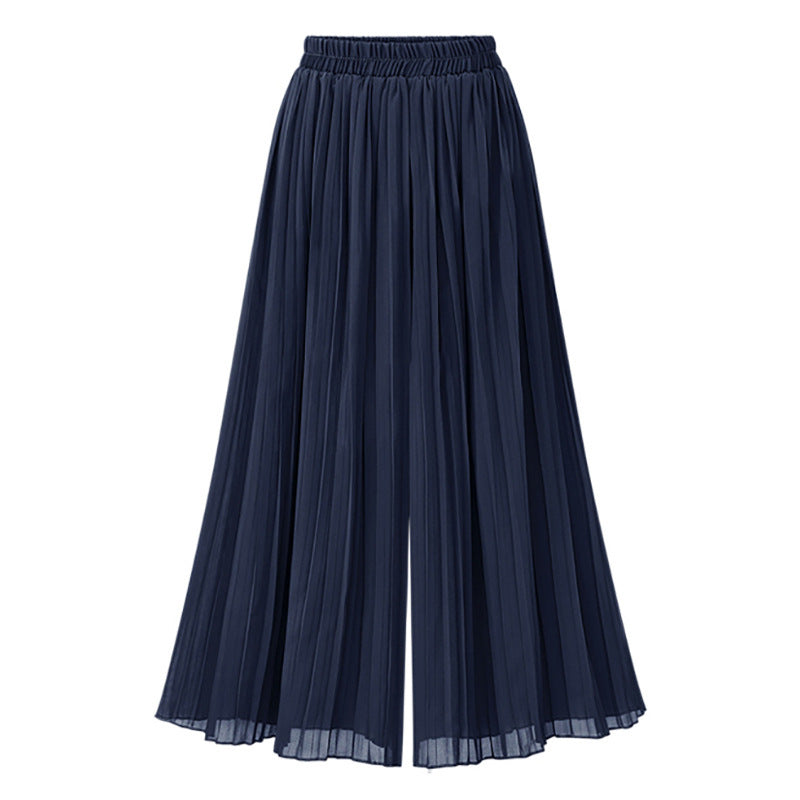 Summer Casual Solid Color Pleated Slightly Flared Wide Leg Pants for Women