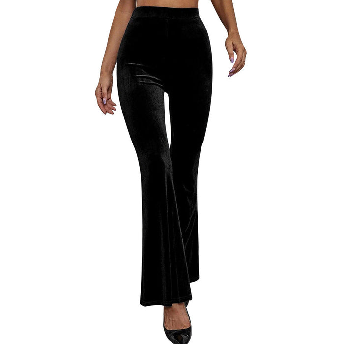 Spring Autumn Fashion Solid Color Slim Fit Slimming Long Casual Flared Pants Trousers