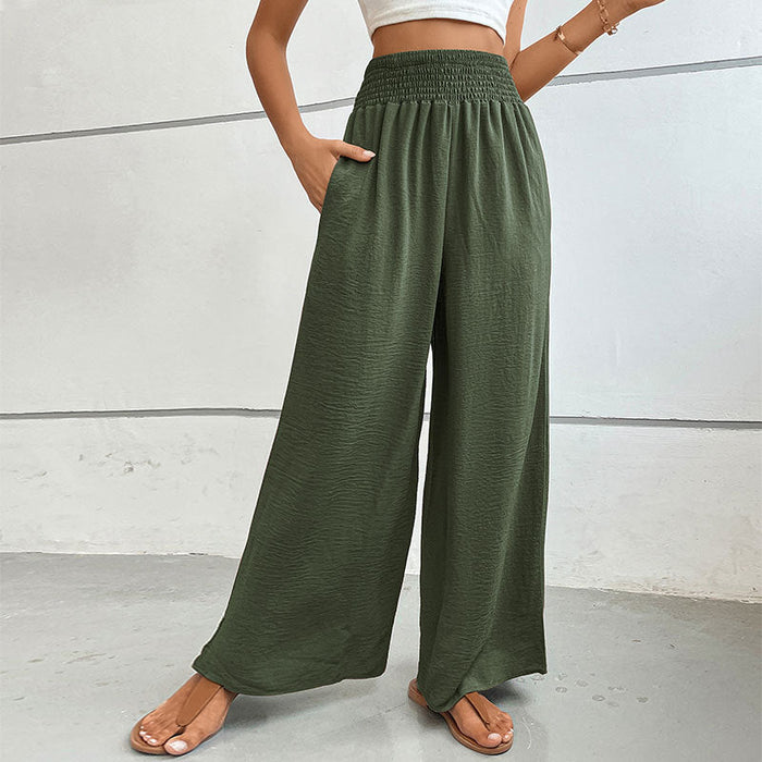 Women Clothing Summer Solid Color Flared Wide Leg Pants