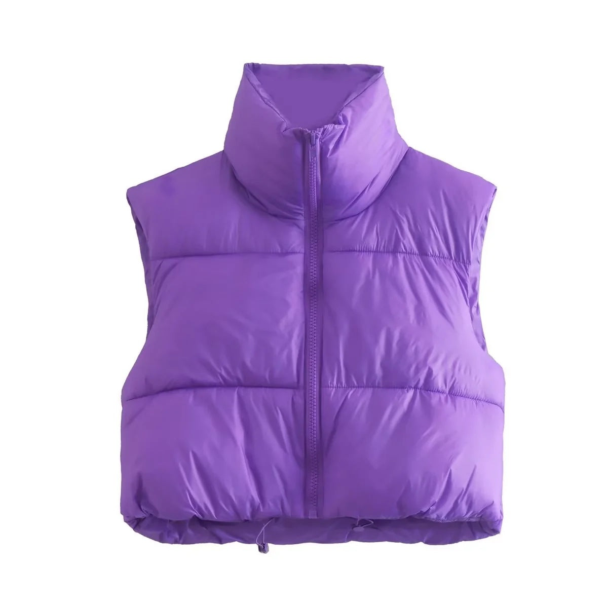 Sleeveless Zipped Stand Collar Cotton Vest Autumn Winter Multi Color Slim Fit Cotton Padded Jacket Vest Top