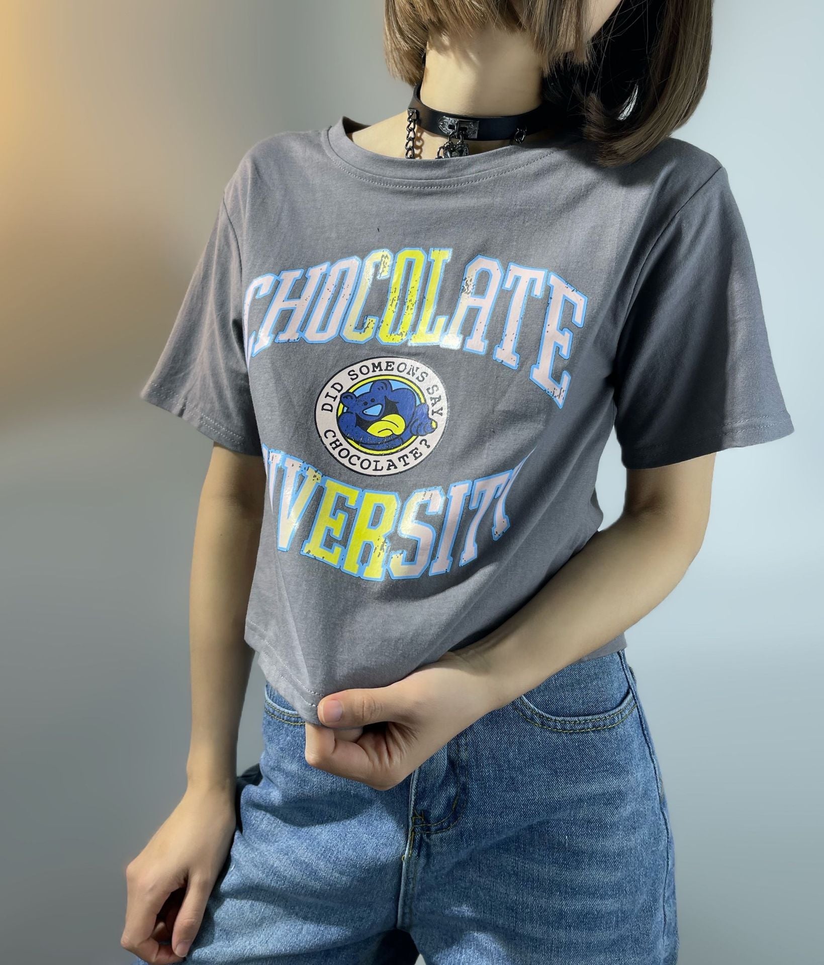 Retro Characteristic English Letter Graphic Printed T shirt Summer Loose Casual Short Sleeve
