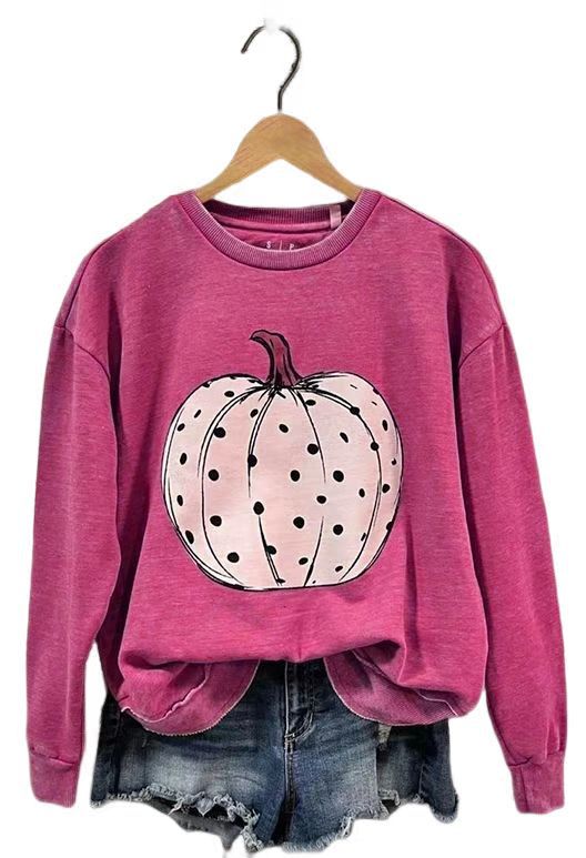 Ladies Cotton Halloween Limited Washed Worn Rib Stitching Thickening Sweater