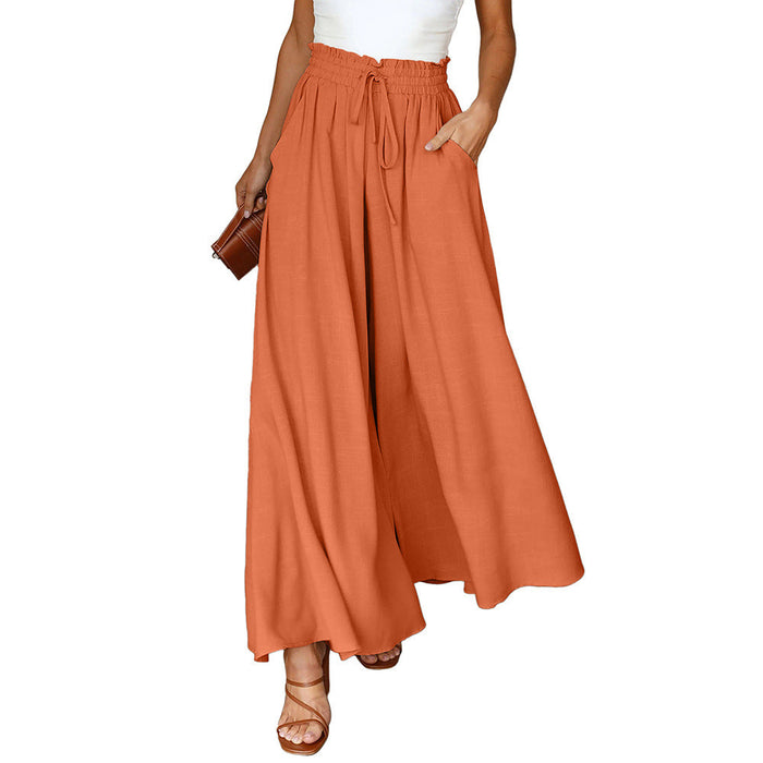 Summer Tied High Waist Wide Leg Pants Women Loose Casual Pants