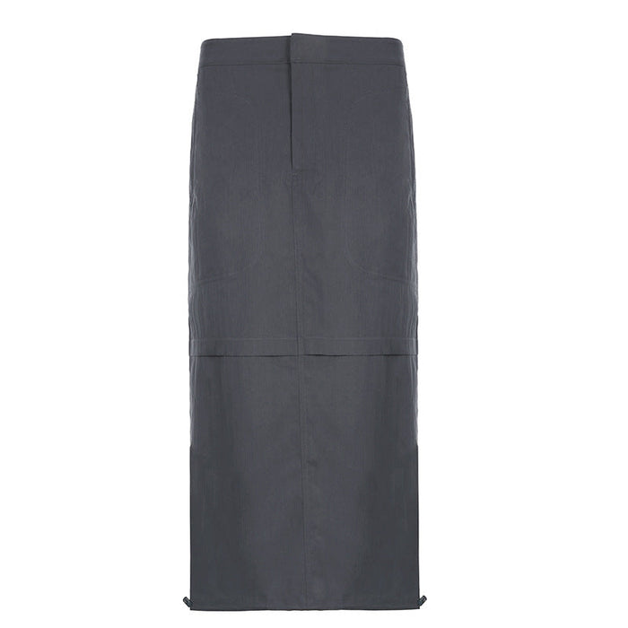 Spring Loose Slimming Solid Color Retro Workwear Half Length Women Skirt