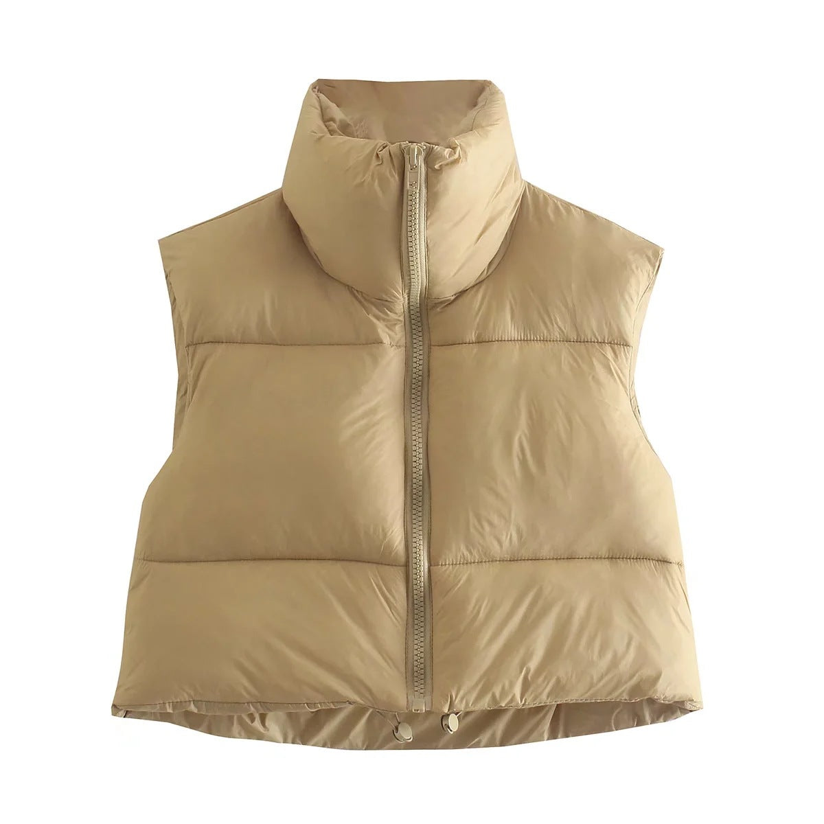 Sleeveless Zipped Stand Collar Cotton Vest Autumn Winter Multi Color Slim Fit Cotton Padded Jacket Vest Top