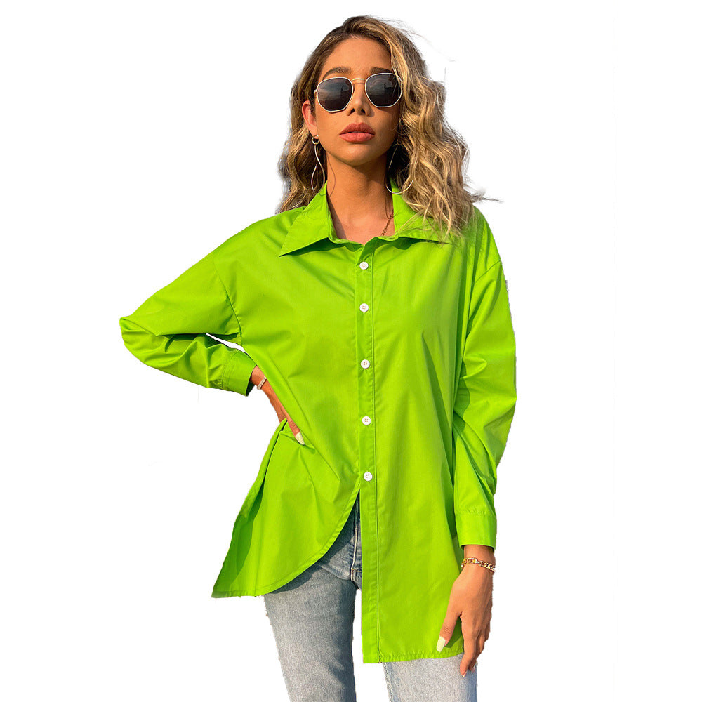 Women Clothing Shirt Solid Color Loose Long Sleeves Casual Top Women Women Clothing