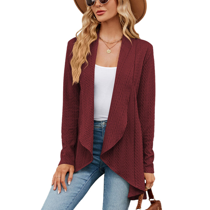 Autumn Winter Long Sleeve Solid Color Loose Cardigan Top Women Knitting Coat