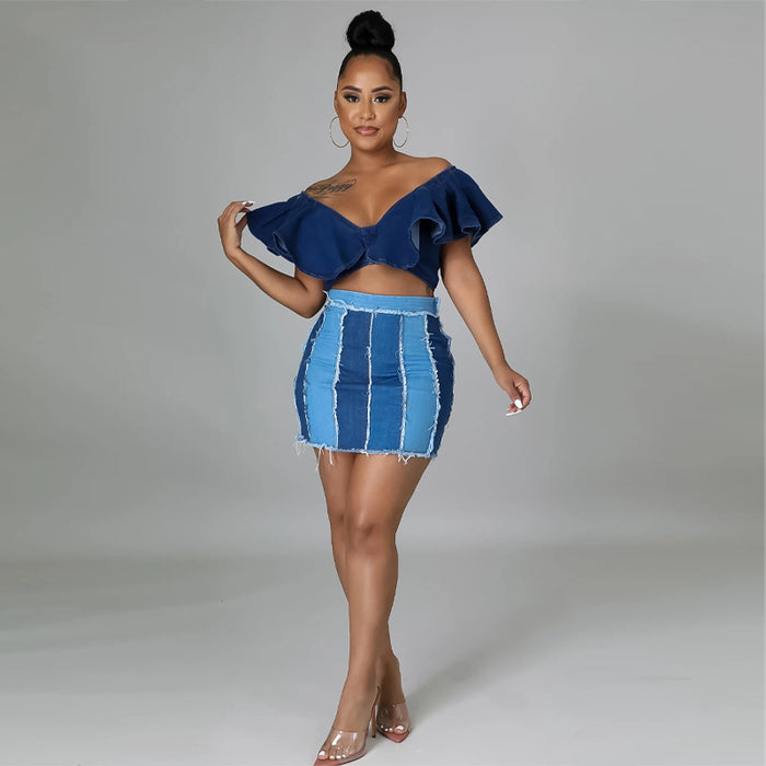 Sexy Stretch High Waist Hip Skirt Denim Skirt