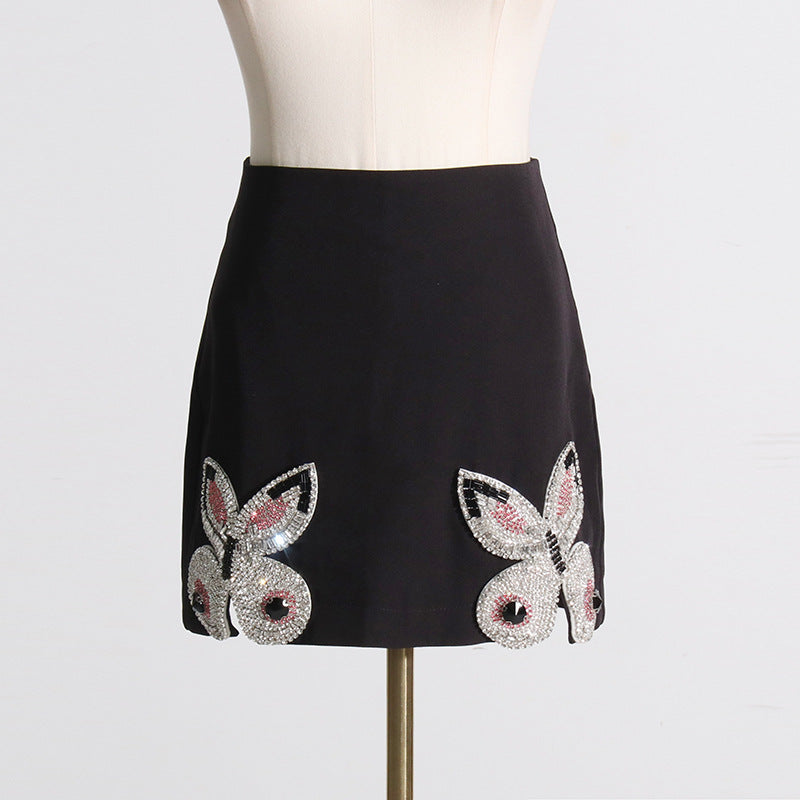 Autumn Special Interest Light Luxury Heavy Industry Butterfly Decorative Blazer High Waist Skirt Two Piece Suit