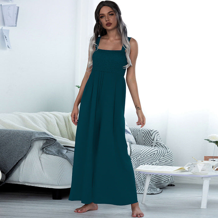 Summer Women Clothing Smocking Vest Sling Wide Leg Jumpsuit Women