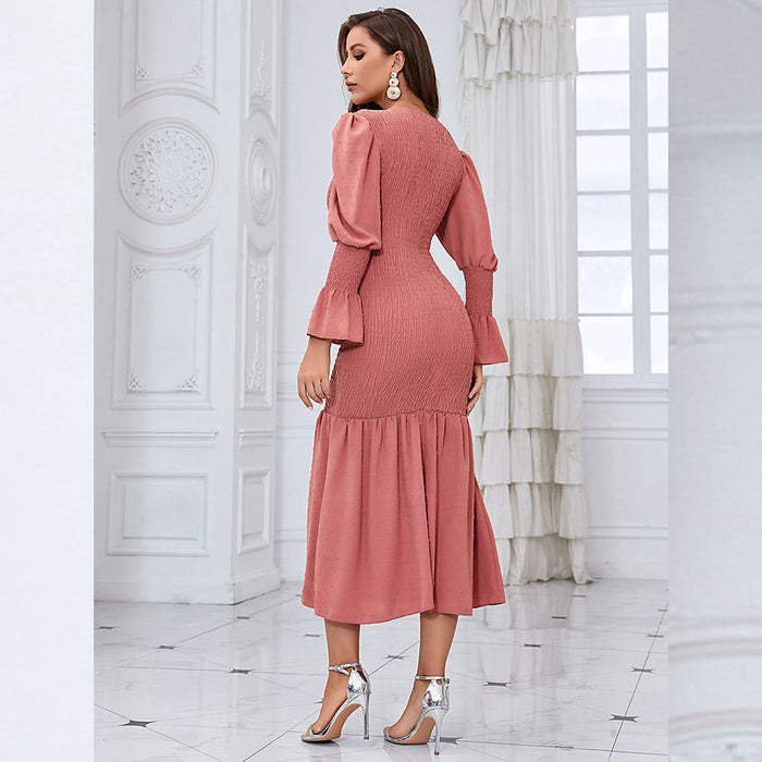 Fashionable Elegant Fishtail Dress Slim Fit Pleating Sheath A Line Long Dress Elegant Dress Women