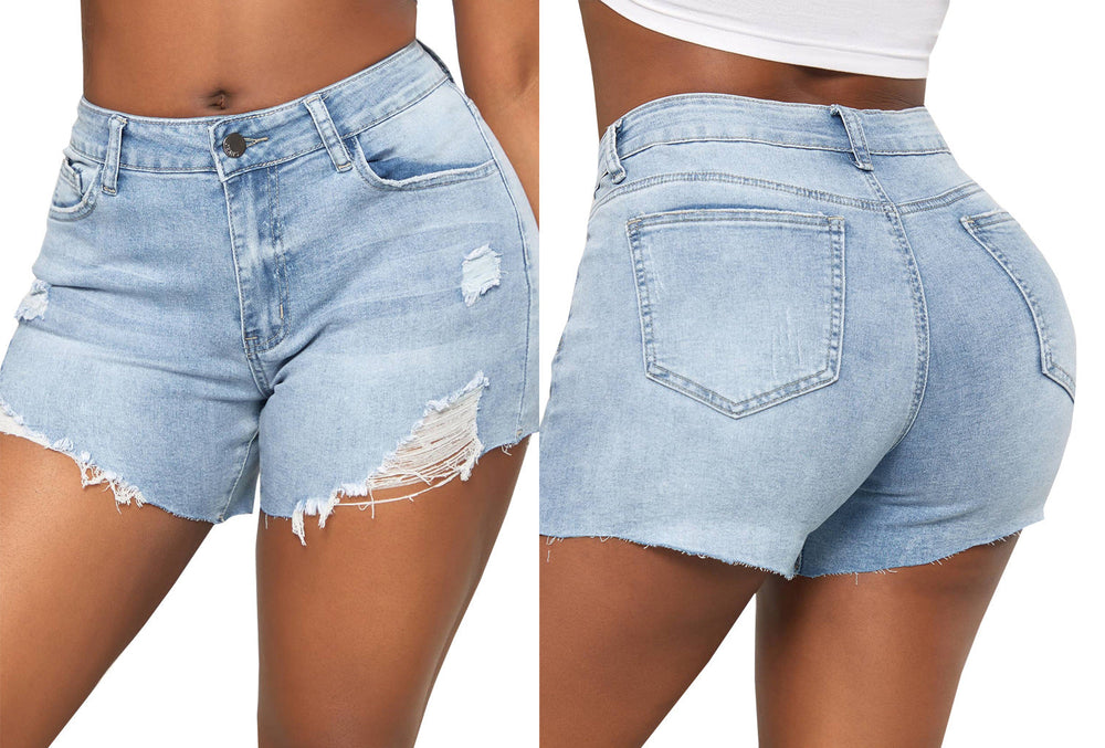 Women Slim All Match Stretch Denim Shorts