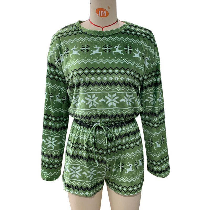 Christmas Sweater Set Silver Fox Velvet Long Sleeve Fleece Shorts Set Autumn Winter