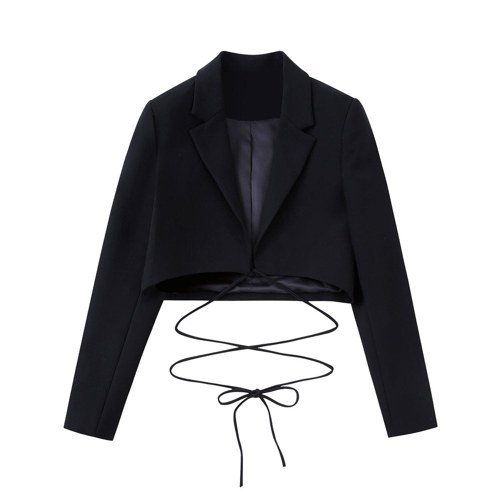 Bowknot Decoration Short Blazer Suit Set Mid Length Pantskirt