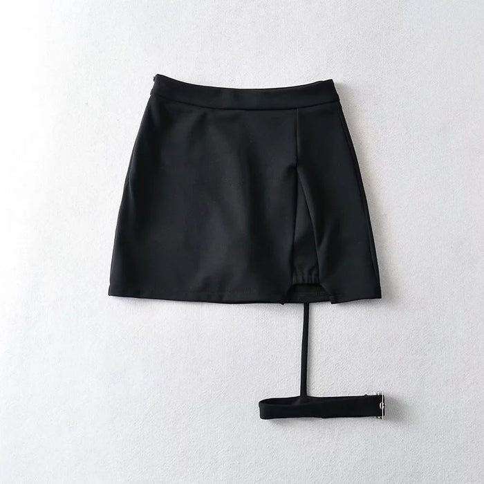 Summer Sexy Leg Ring Decoration High Waist Anti Exposure Women Elastic Slim Fit A line Skirt