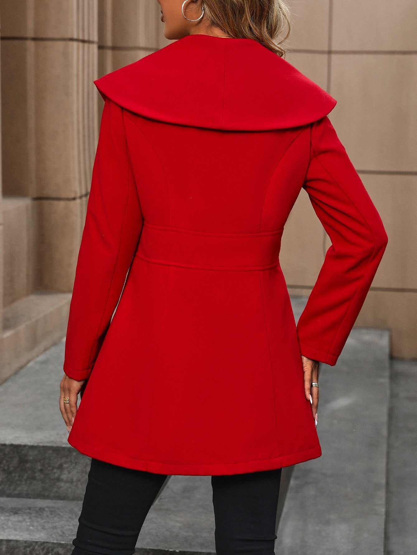 Women Clothing Winter Mid-Length Cardigan Collared Single Breasted Woolen Coat Windbreaker Coat for Women