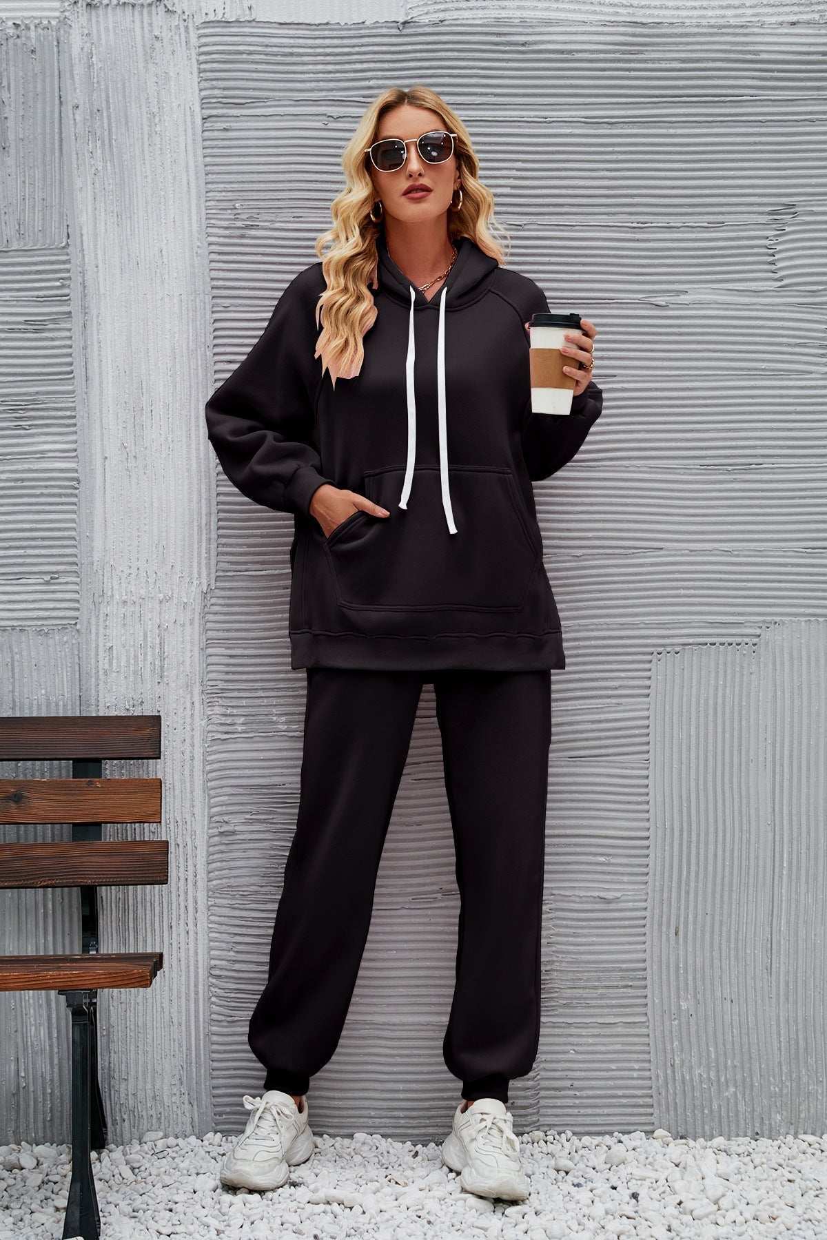 Arrival Casual Loose Fitting Hoodie Top Ankle Tied Trousers Sweater Suit for Women