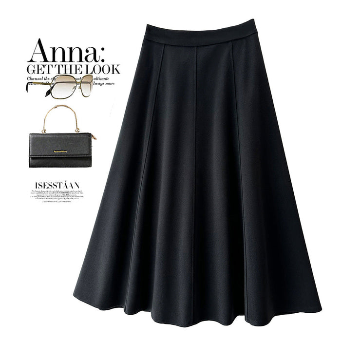 Good Quality Woolen Skirt A line Umbrella Skirt Autumn Winter Elegant Office Dress