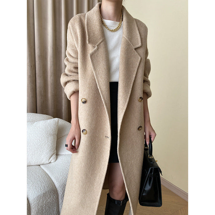 Advanced Texture Tencel Rabbit Fur Autumn Winter High Grade Wool Double Sided Woolen Coat Outerwear