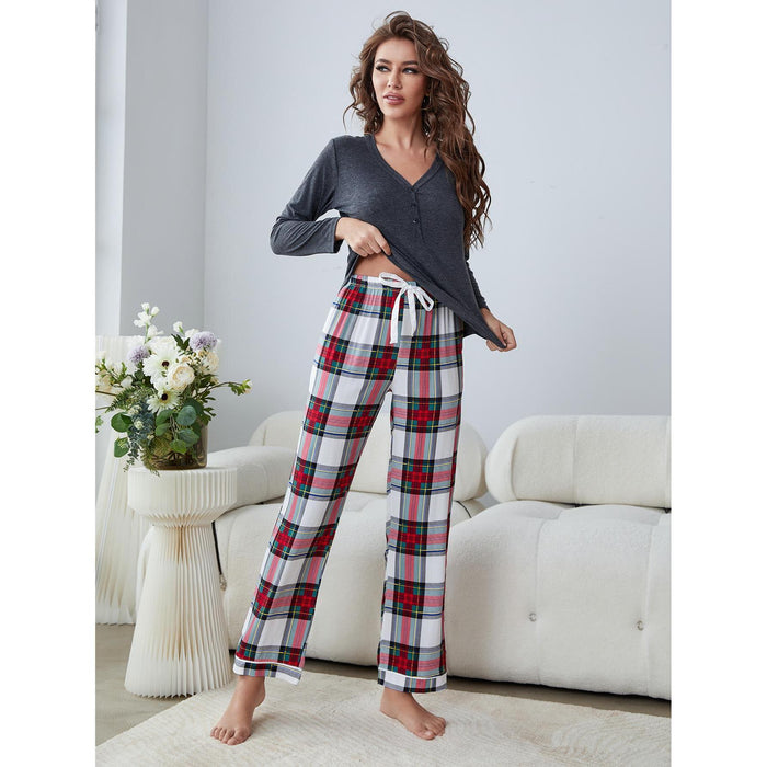 Pajamas Women Long Sleeved Plaid Autumn Winter Homewear Suit Can Be Worn outside