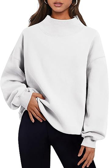 Women Clothing Neckline Slit Loose Casual Half Turtleneck Brushed Hoody