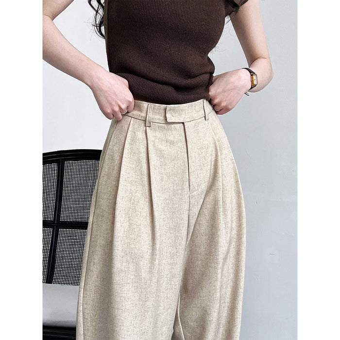 Minimalist Old Money Mopping Work Pant for Women Spring Autumn Office Loose Drooping Wide Leg Pants