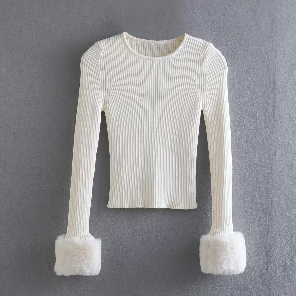 Autumn Winter Women Clothing Cuff Colored Pullover Sweater Knitwear