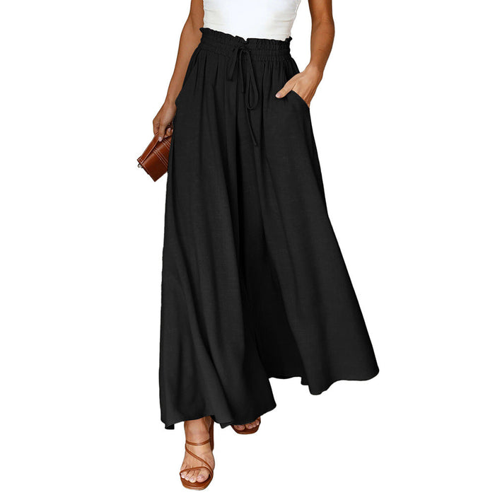 Summer Tied High Waist Wide Leg Pants Women Loose Casual Pants