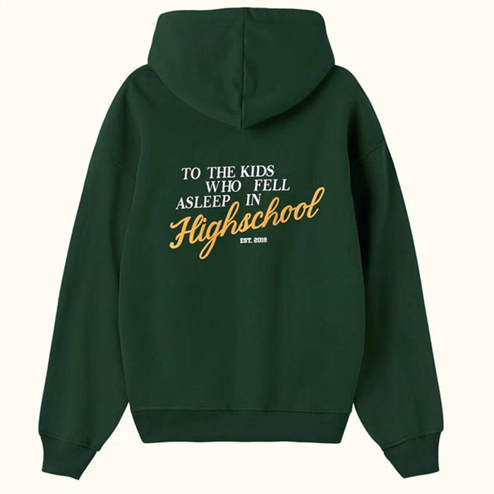 Unisex Dark Green Sweater Women University Vibe Student Loose Long Sleeve Top Ordinary Letter Graphic Printing