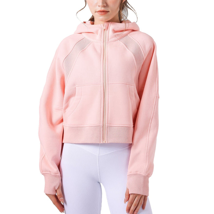 Autumn Winter Yoga Wear Hooded Sweater Thick Loose Casual Full Zipper Sports Jacket Women Workout Clothes