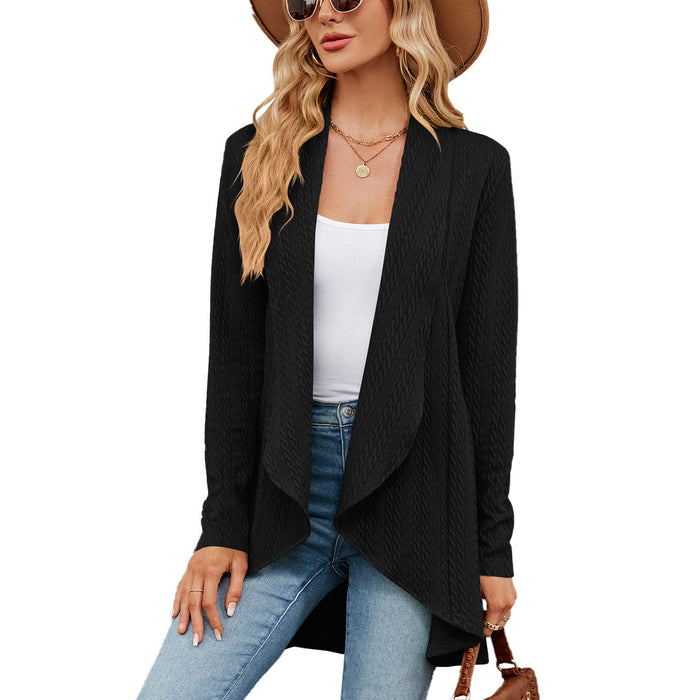 Autumn Winter Long Sleeve Solid Color Loose Cardigan Top Women Knitting Coat