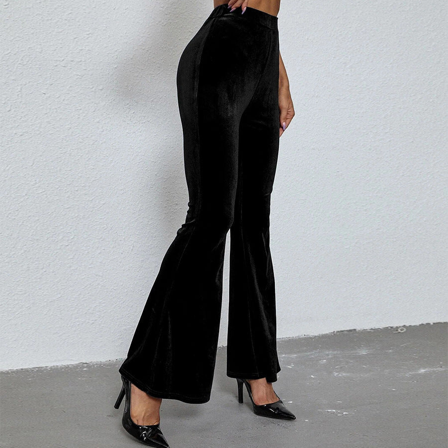 Spring Autumn Fashion Solid Color Slim Fit Slimming Long Casual Flared Pants Trousers