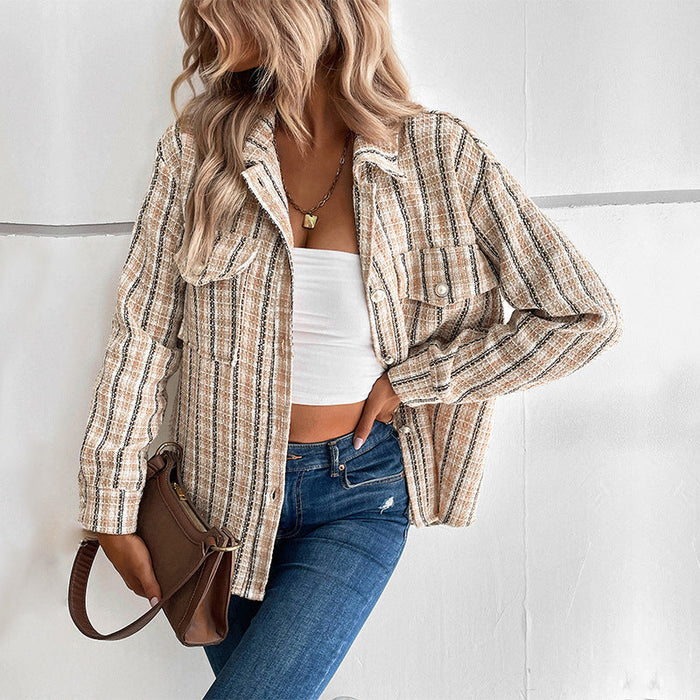 Autumn Winter Women Wear Plaid Shirt Outerwear Women