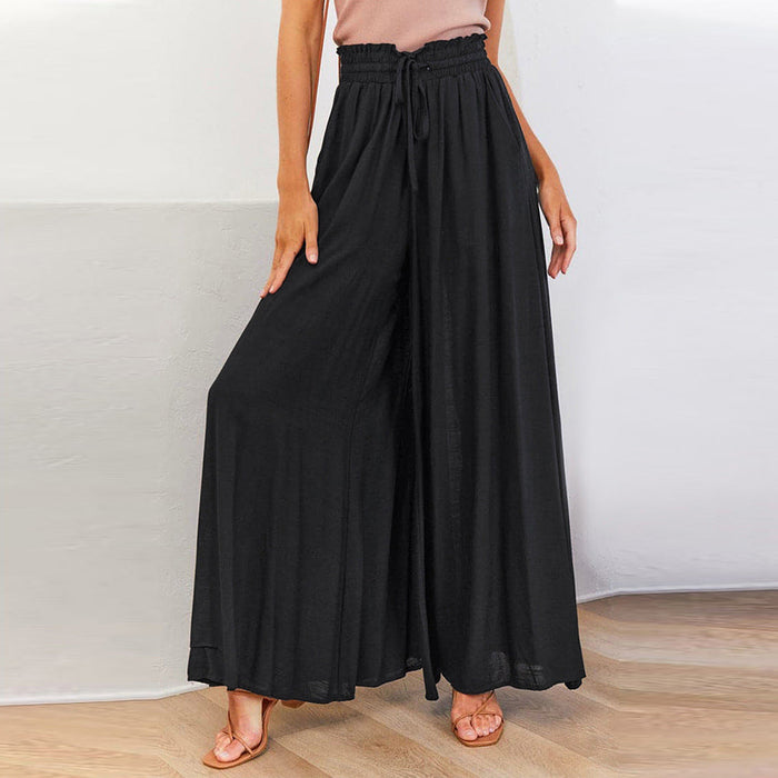 Summer Tied High Waist Wide Leg Pants Women Loose Casual Pants