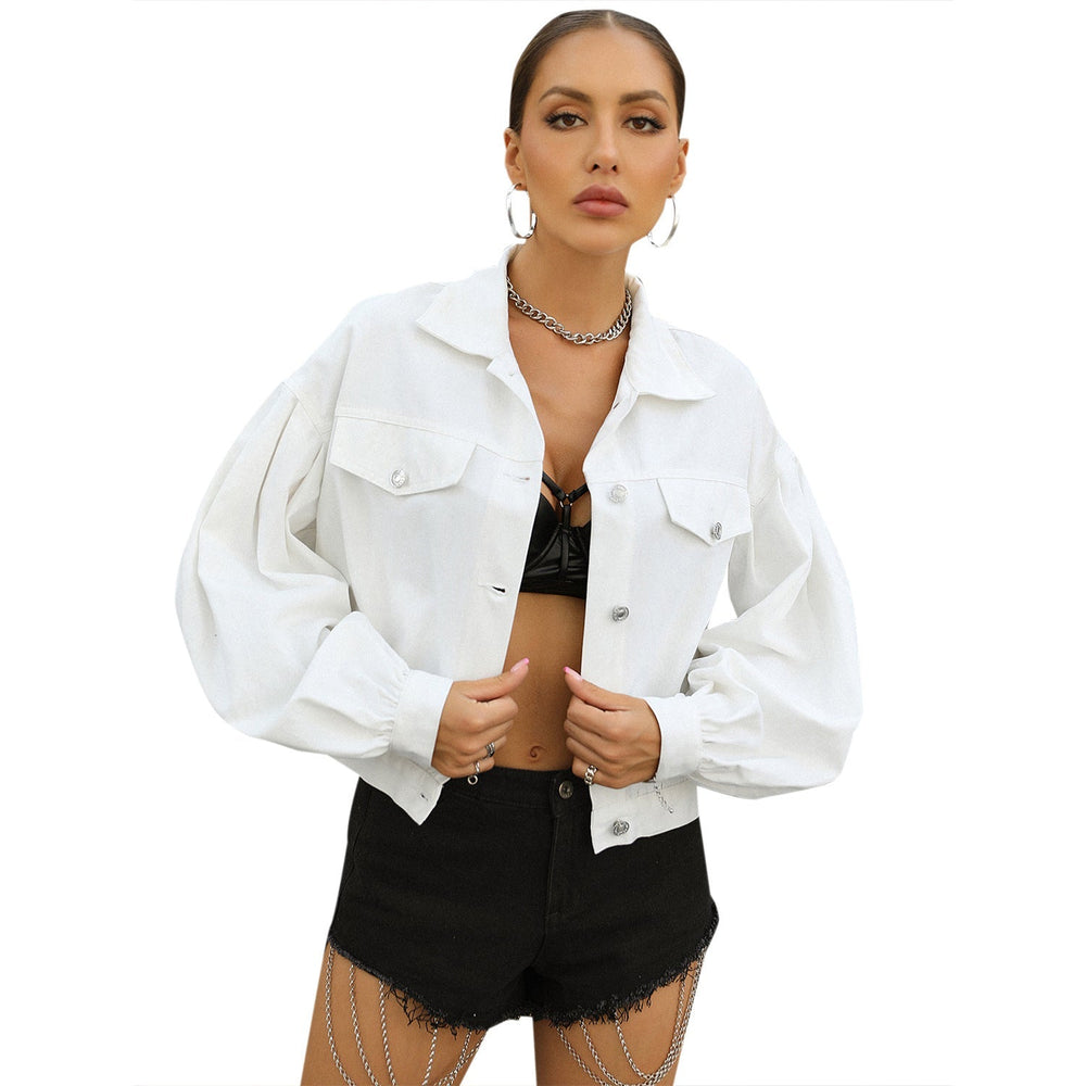 Women Clothing Casual Street Hipster Loose All Matching Short Denim Jacket