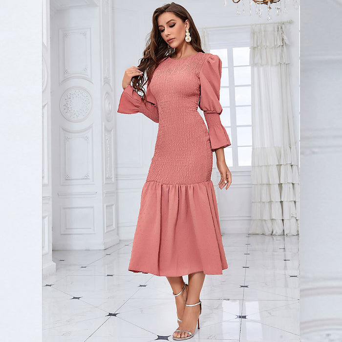 Fashionable Elegant Fishtail Dress Slim Fit Pleating Sheath A Line Long Dress Elegant Dress Women