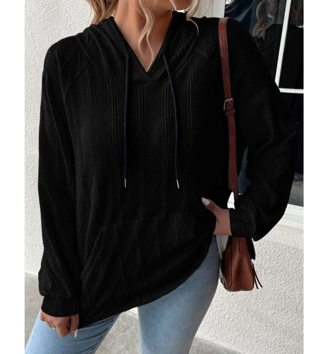 Autumn Winter Women Casual Jacquard Loose Hooded Sweater Women