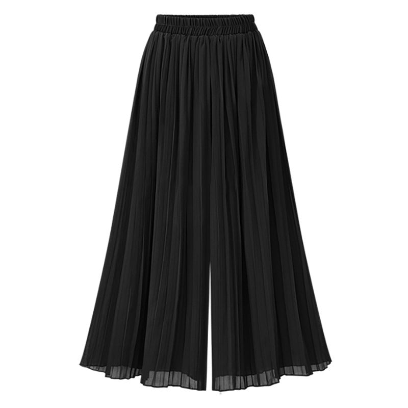 Summer Casual Solid Color Pleated Slightly Flared Wide Leg Pants for Women