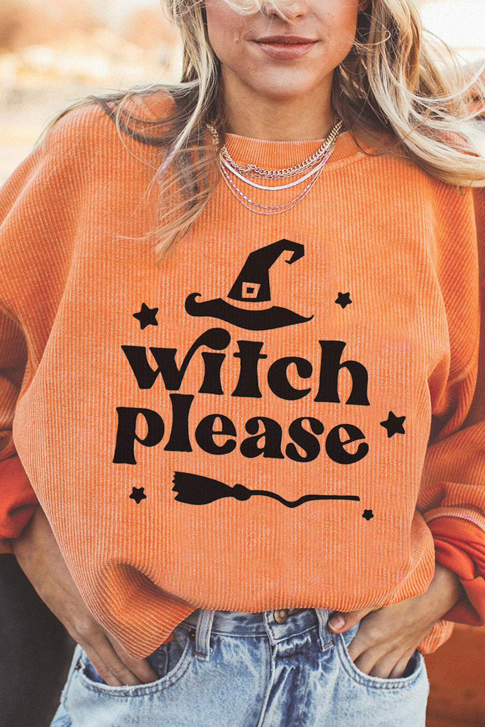 Halloween Pumpkin Head Sweater Women Loose round Neck Pullover