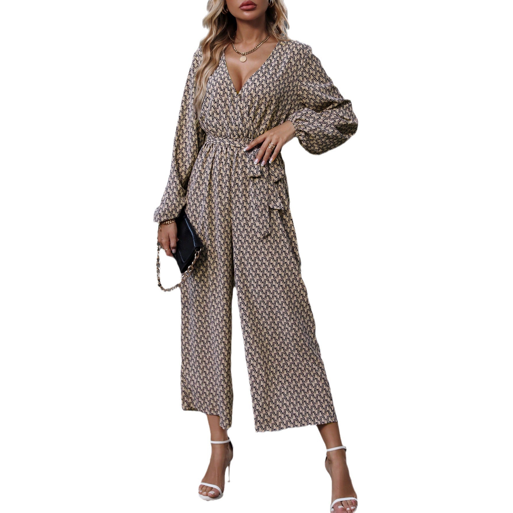 Women Spring Autumn Lady Noble One Piece Long Sleeves Trousers