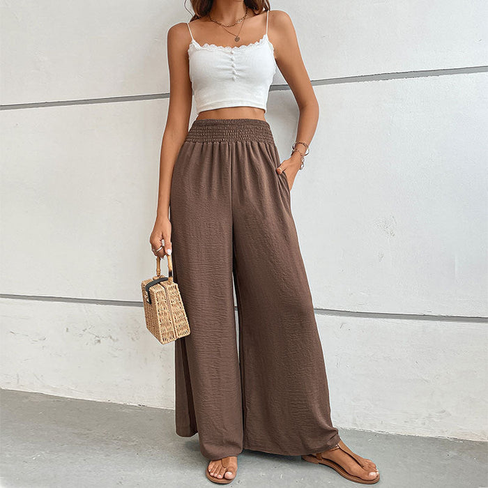 Women Clothing Summer Solid Color Flared Wide Leg Pants