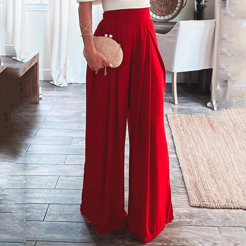 Women Suit Summer Sexy Off Shoulder Short Sleeved Shirt Wide Leg Pants Two Piece Set