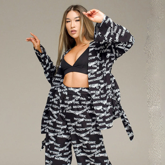 Summer Printed Artificial Silk Casual Breathable Loose Comfortable Pajamas Ladies Homewear Outer Wear