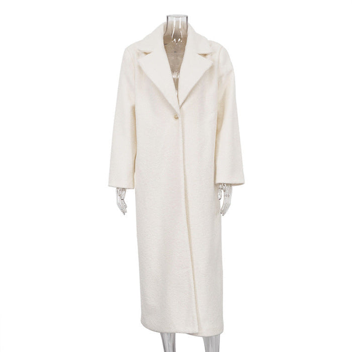 Autumn Winter Long Woolen Coat High Grade Collared Loose Woolen Coat Women