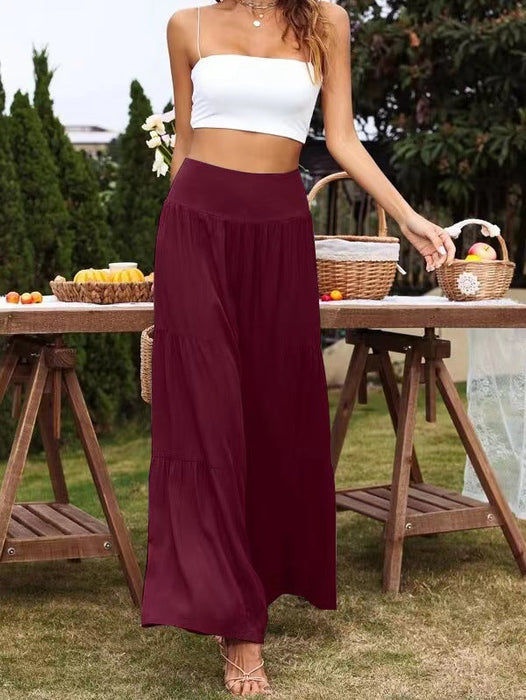 Spot Goods Summer Casual Wide Leg Cotton Linen Popular High Waist Loose Pants Women Pants