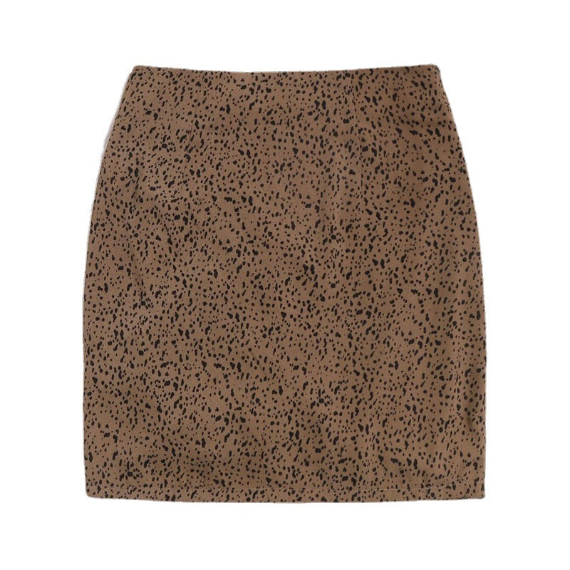 Women Clothing Sexy Mini Drawstring Short Skirt Women Leopard Print High Waist Slim-Fit One-Step Skirt Skirt