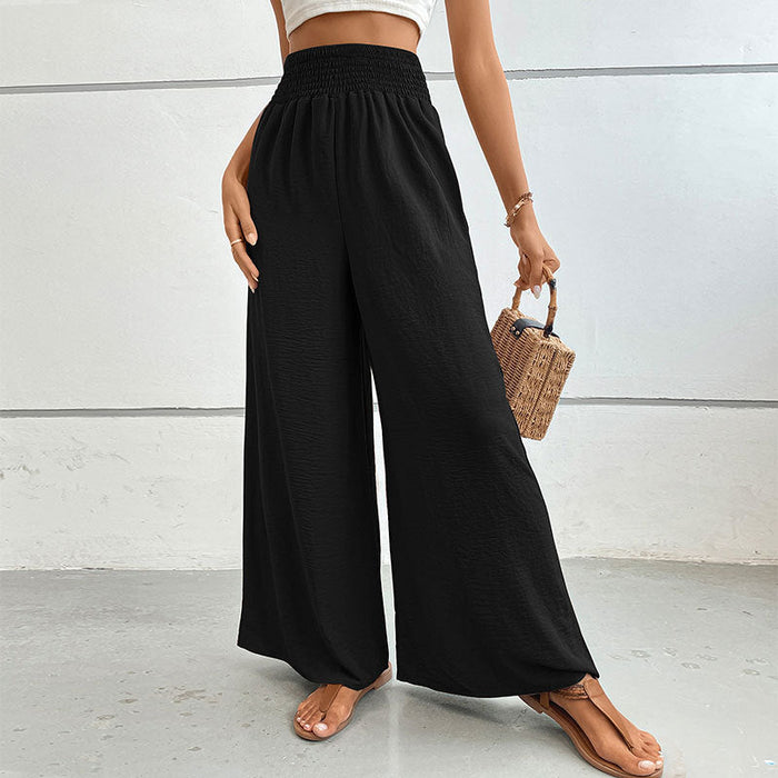 Women Clothing Summer Solid Color Flared Wide Leg Pants