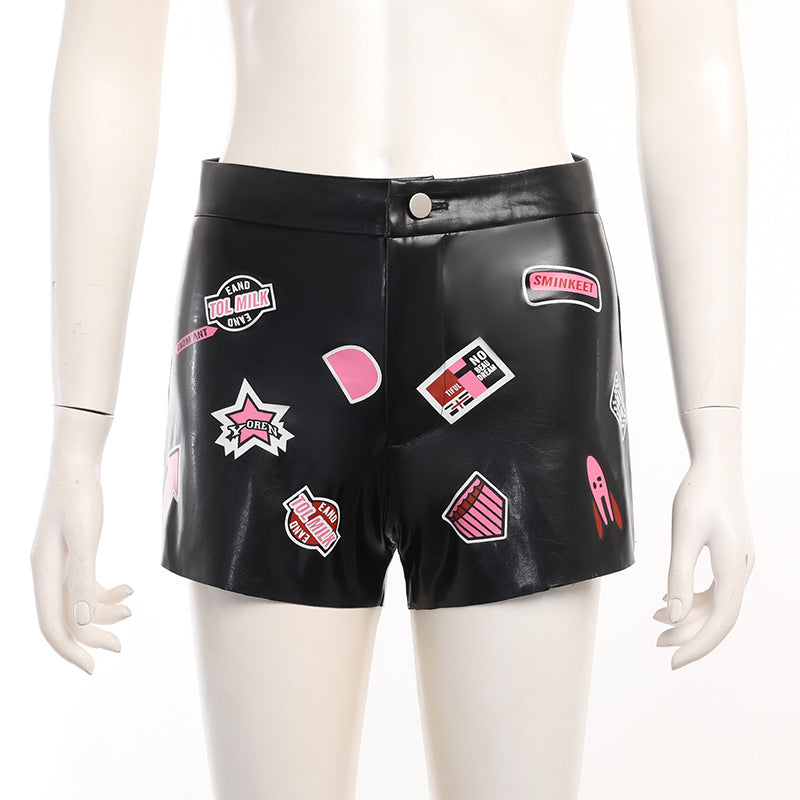 Summer Sexy Bum Lift Shorts Trendy Slim Fit Labeling Ultra Short Leather Pants Women