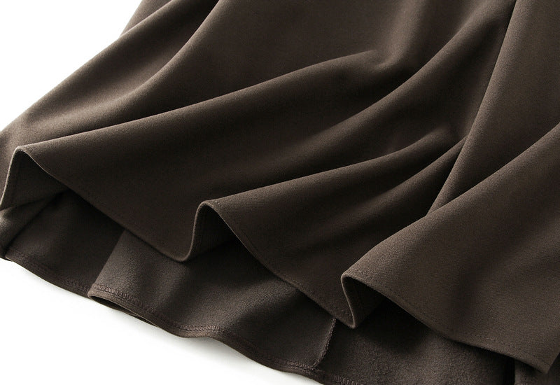 Popular Woolen Skirt Autumn Winter High Waist Pleated A line Mid Length Umbrella Skirt