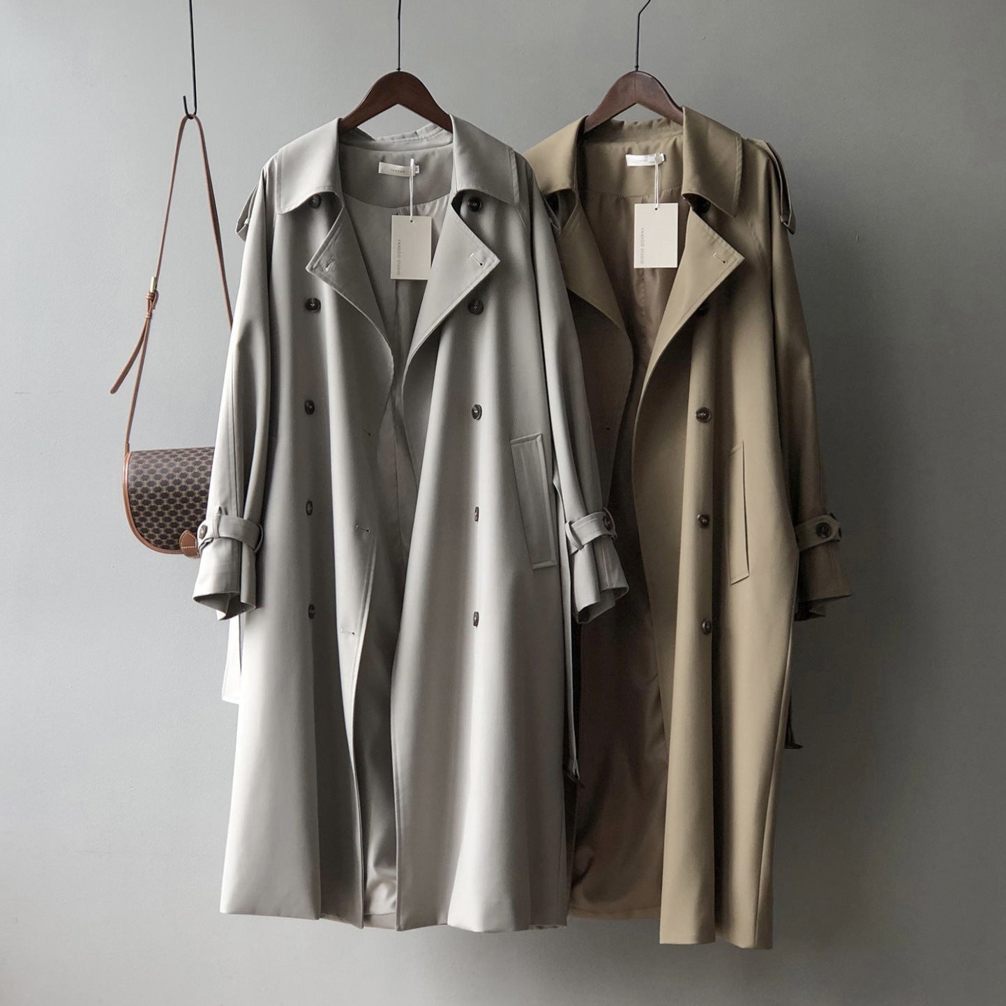 Long Trench Coat for Women Autumn Korean Elegant Loose Waist Tight Slimming Casual Coat for Women